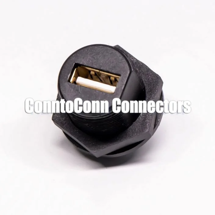 WATERPROOF USB 2.0 TYPE A FRONT PANEL MOUNT USB FEMALE CONNECTOR SOCKET GOLD PLATED