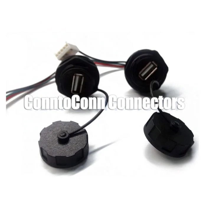 WATERPROOF USB 2.0 TYPE A FEMALE PANEL MOUNT TO MX 2.54 5 PIN HSG CONVERSION CABLES