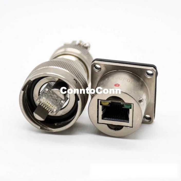 MIL-DTL-26482/38999 RJ-45 INTERFACE PLUG CABLE SOLDER SOCKET PANEL MOUNT SOLDER CUP MALE BUTT-JOINT FEMALE BAYONET COUPLING 4 HOLE FLANGE STRAIGHT CIRCULAR CONNECTOR