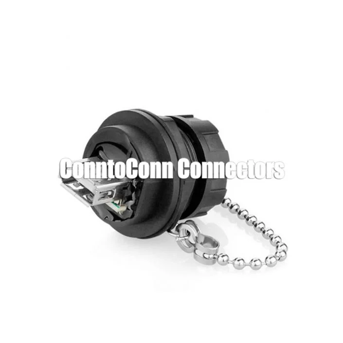 IP67 USB 2.0 TYPE A CONNECTORS FEMALE TO MALE ADAPTER WITH METAL CHAIN DUST COVER
